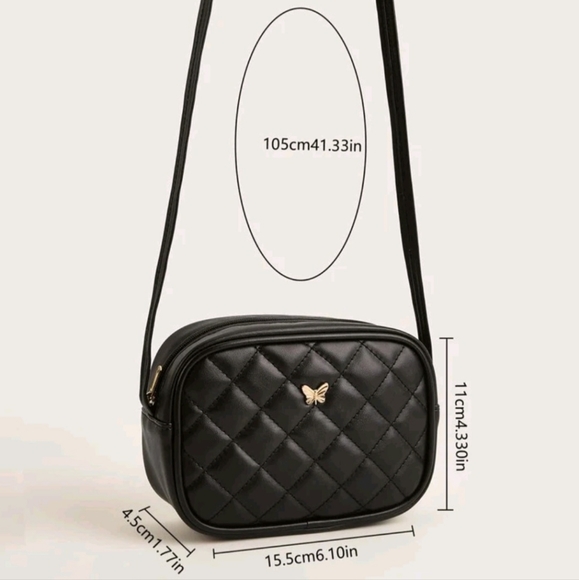 Girls Black Paid Stitching Square Crossbody Purse - Picture 4 of 4